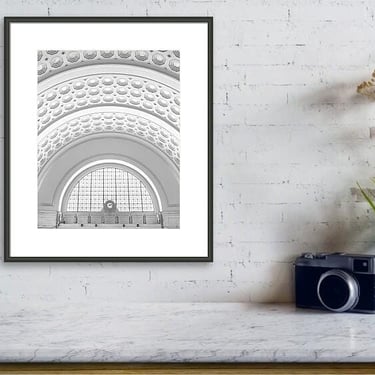 Black and White Print, Washington DC Wall Art, Union Station Photo, DC Architectural Prints, Washington DC Photo, Train Station Wall Art 