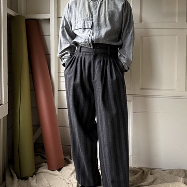 80s Versace Striped Wool Pants | 31 x 30