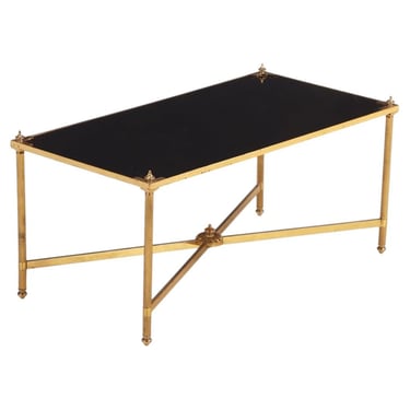A French Brass & Glass Coffee Table, in the manner of Maison Jansen, C. 1950.