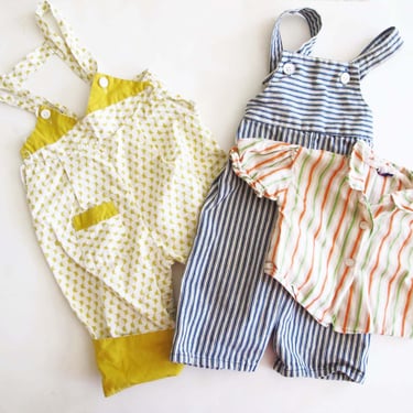 Vintage Baby Clothes Clothing Lot Overalls and Top 
