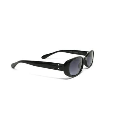 Authentic Vintage 90s Made Slim Black Oval Slotted Sunglasses 