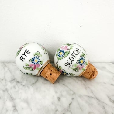 Vintage Ceramic and Cork Liquor Decanter Bottle Stoppers - Rye or Scotch - Sold Separately 