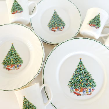 Vintage Christmas Decor Noel Porcelle Dishes Set of 16 