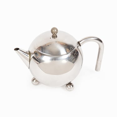 1970s Henley Stainless Steel Teapot Postmodern Metal Kettle Small Size Atomic Age Mid Century Modern 