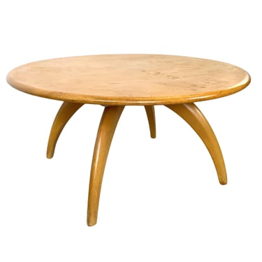 Heywood Wakefield Birch Coffee Table - Mid Century Lazy Susan Spinning Table, Wheat Finish 