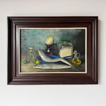 1983 Vintage Dominguez Still Life Oil On Canvas Painting, Framed 