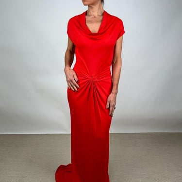 Michael Kors Collection Red Jersey Dress Gown Black Tie Sexy Wedding Guest 