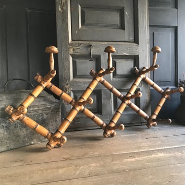 French Bamboo Coat Rack, Folding Hat Hook, Faux Bamboo, Expanding, Traditional Authentic Rustic Farmhouse 