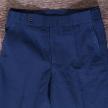 Blue Dress Pants, Slacks, Suit Pants, Contrasting stitching 1980's, 1970's Mod style 