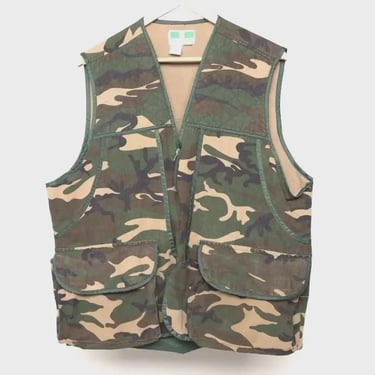 vintage CAMOUFLAGE cloud print HUNTING camping fishing VEST -- men's size large -- free shipping U.S.A 