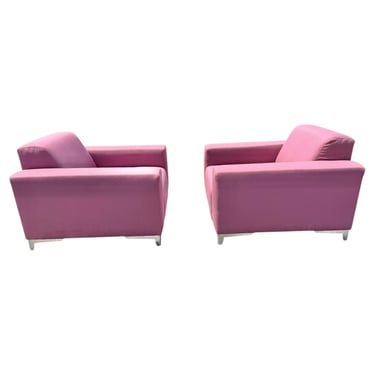 Modern Thayer Coggin Pink Club Chairs - Set of 2 