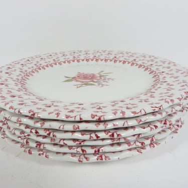 Vintage Johnson Brothers Rose Bouquet Salad Dessert Plates - Set of 6 Pink Rose Bouquet Johnson Brothers Salad Plates 