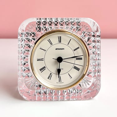 Vintage Staiger Crystal Desk Clock / Paperweight 