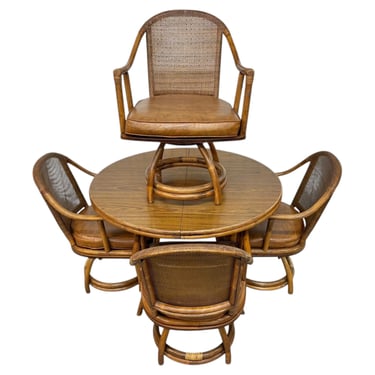 Vintage Bamboo & Rattan 5-Piece Dinette Set 