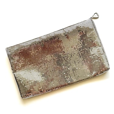 Vintage Whiting & Davis Metallic Silver Mesh Clutch Wedding Bag Disco Glam Purse Pouch Bridal 
