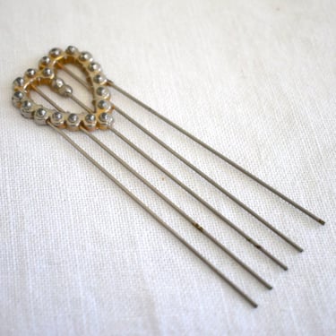 1940s Heart Metal Hair Comb 