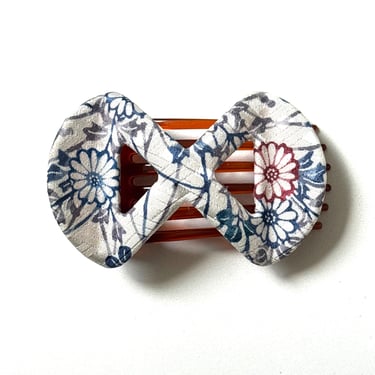 Satomi Clip, Thin Hair Clip, infinity shape hair clip, silk covered hair claw, slide hair claw, Japanese kimono print 