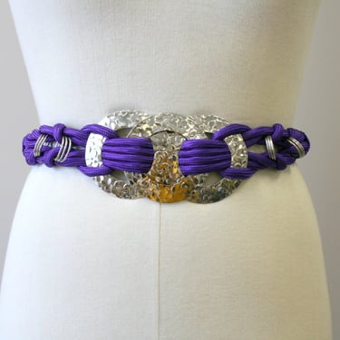 1980s Silver Ring and Purple Cord Belt 