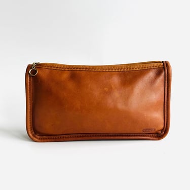 Vintage Coach New York Chunky Case leather makeup kit pouch /clutch in brown bag  British Tan 7165 
