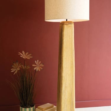 Wooden Floor Lamp with Fabric Shade