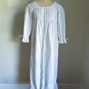 Vintage White Cotton Nightgown Dress / S 