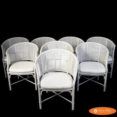 Set of 8 Rattan and Cane McGuire Dining Chairs – Hans Kaufeld Licensed Edition