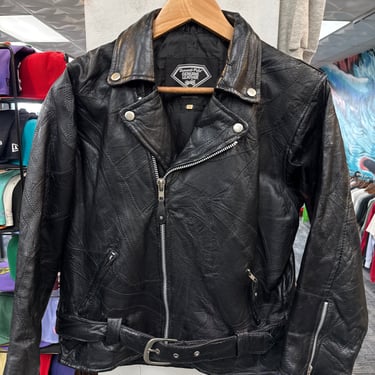 Diamond Plate Leather Biker Jacket