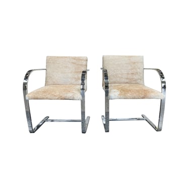 Bauhaus Style Cantilevered Steel Chairs in Pony Skin - A Pair