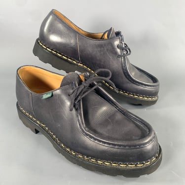 PARABOOT Size 9 Black Dark Grey Leather Derby Lace Up Shoes