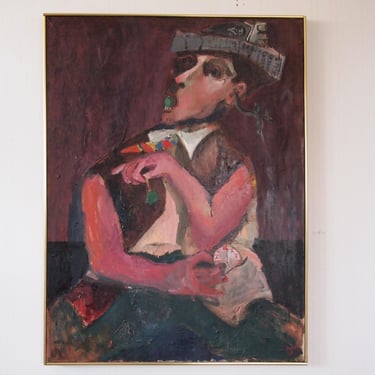 Original Vintage HART 1968 Expressionist PORTRAIT PAINTING 41x31