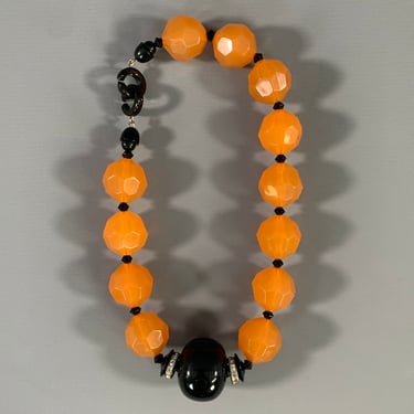 NO BRAND Orange Black Plastic Necklace