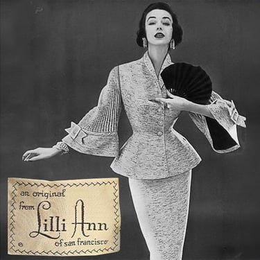 1950s Lilli Ann Suit / Holy Grail Lilli Ann / Rare Lilli Ann Mohair & Silk Suit / Sculptural Peplum Jacket /  Size Small Medium 