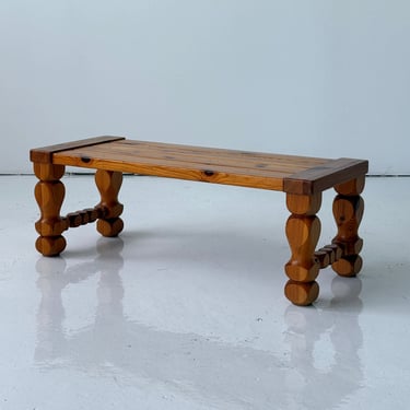 Brutalist Carved Pine Table/Bench by Glas Master Markaryd