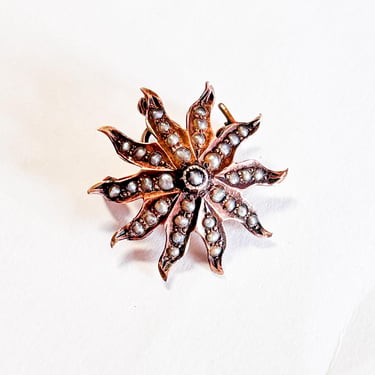 1900s Victorian Seed Pearl Brooch | Antique Starburst Brooch Pendant 