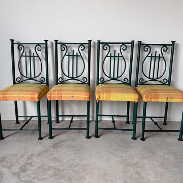 1980’s Vintage Hand Forged Metal Indoor / Outdoor Dining Chairs – Set of 4 