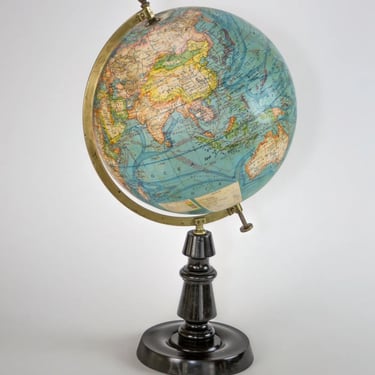 1927/31 14" ANTIQUE FRENCH TERRESTRIAL GLOBE FOREST