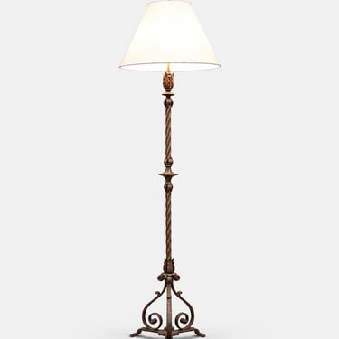 Antique Spanish Revival Wrought Iron Floor Lamp by Moe Bridges, c.1920's 