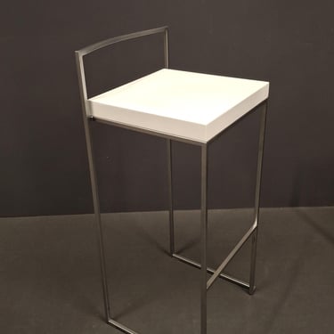 1 of 10 LaPalma Bar Stool | Stainless Steel Counter Chair | White Seat | Minimalist Italian Design 