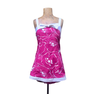 Vintage 1980s Lanz Cotton Romper, Two-Piece Playsuit, Floral Mini Sun Dress & Matching Panties, Retro Pool Party, Deadstock, Small, VFG 