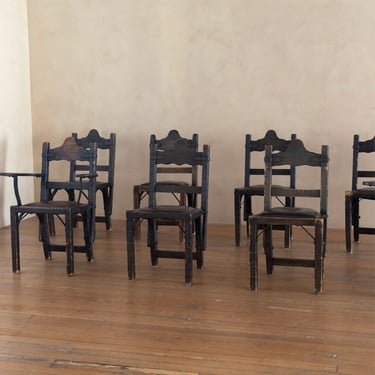Set of 8 Monumental Spanish Colonial Dining Chairs