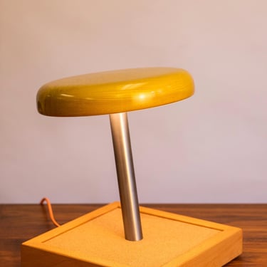 Thumbtack Lamp in Dyed Curly Maple and Stainless Steel — A Pop Art Study in Scale and Shine 