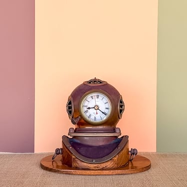 Bronze Dive Helmet Desk Clock