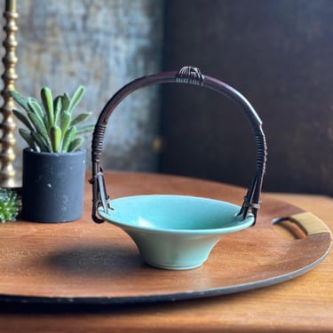 Waechtersbach Ceramic Basket with Bamboo Handle | German Pottery | Antique Vase | Made in Germany 