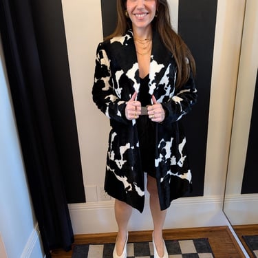 90s Betsey Johnson Cow Print Faux Fur Jacket 