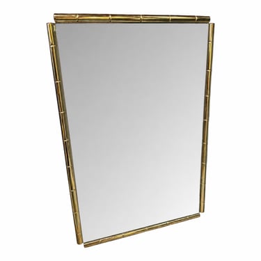 Italian Mid-Century Brass Faux Bamboo Wall Mirror, 1970s