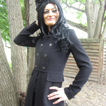 Black Pantsuit, 1990's/ Early 2000's, Military Double Breasted Style by Tahari Size 2 