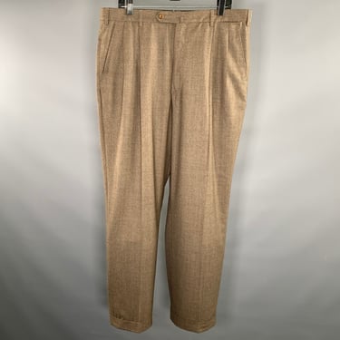 INCOTEX Size 38 Brown Light brown Houndstooth Wool Pleated Dress Pants