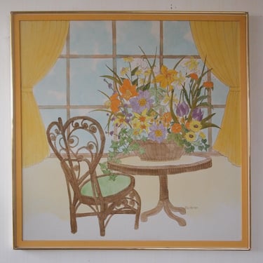 Original Vintage REIFMAN Interior Scene PAINTING 43x43