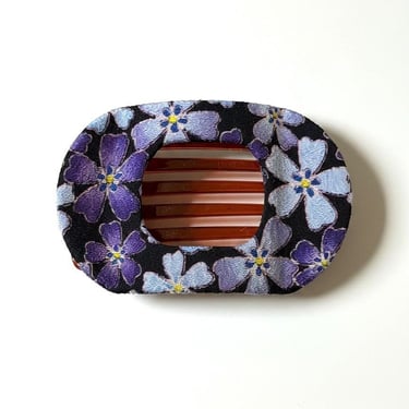 Satomi Clip, Side Hair Clip, Barrette Clip, japanese vintage kimon print, hair claw, blue hair claw, square shape hair clip, kimono hair 