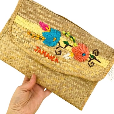 Jamaica Straw Tourist Clutch Purse